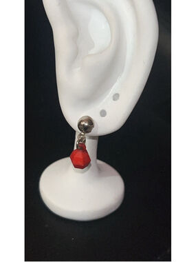 Women's Unbranded Red Silver Drop Earrings One Size